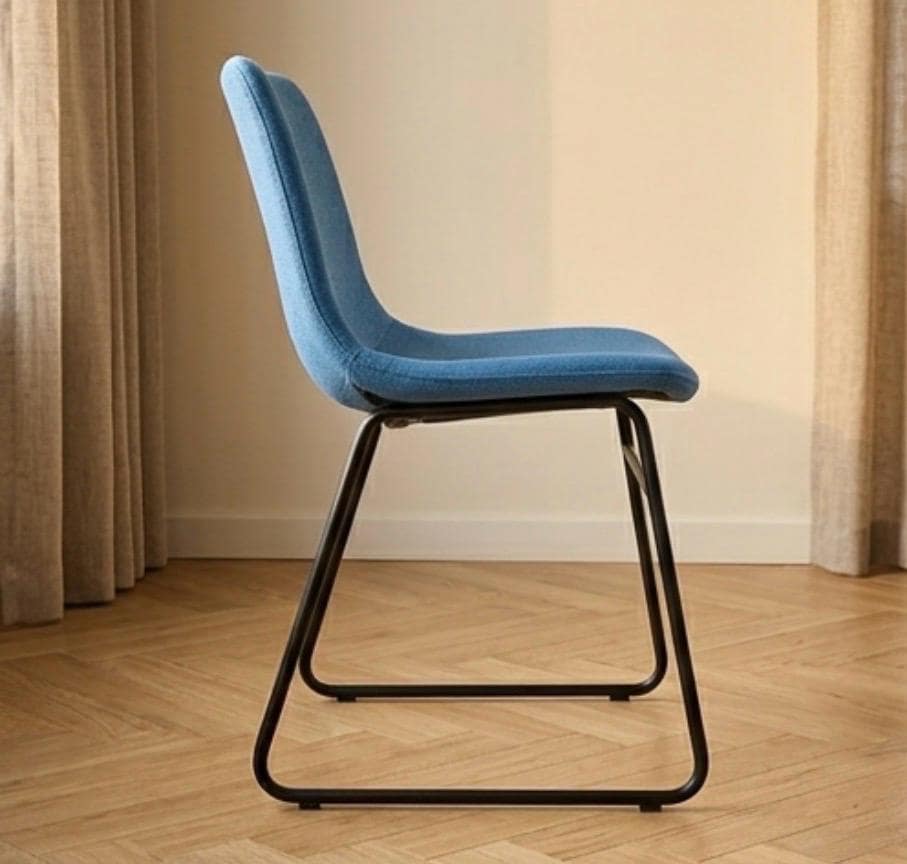 Set of 2 Blue Dining Chairs | 19.7" Height | Dining Room Seat | Minimalist Style