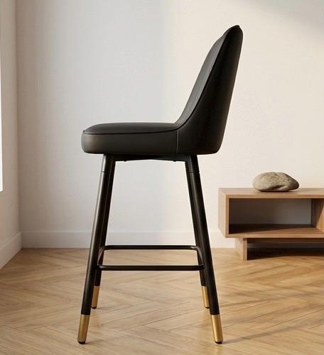 Black and Gold Bar Stool | 27" Height | Kitchen Island Counter Seat | Modern Style
