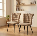 Set of 2 Beige Bubble Chairs | 35" Height | Kitchen Island Counter Seat | Modern Style