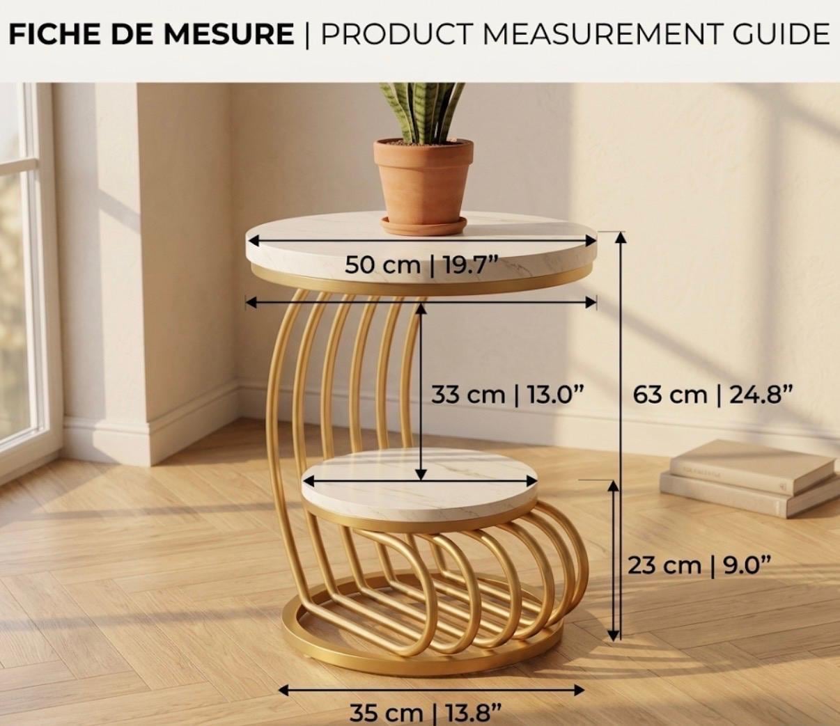 Gold Spiral Side Table | 25" Height | Living Room Accent Table | Modern Style