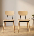 Set of 2 Natural Wood Dining Chairs | 30" Height | Dining Room Seat | Modern Style