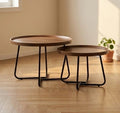 Set of 2 Walnut Side Tables | 13.8" Height | Sofa Side Table | Minimalist Style