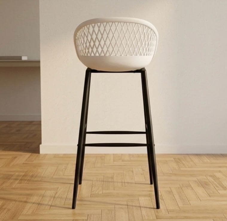 Set of 2 Black Bar Stools | 37.6" Height | Kitchen Island Counter Seat | Modern Style