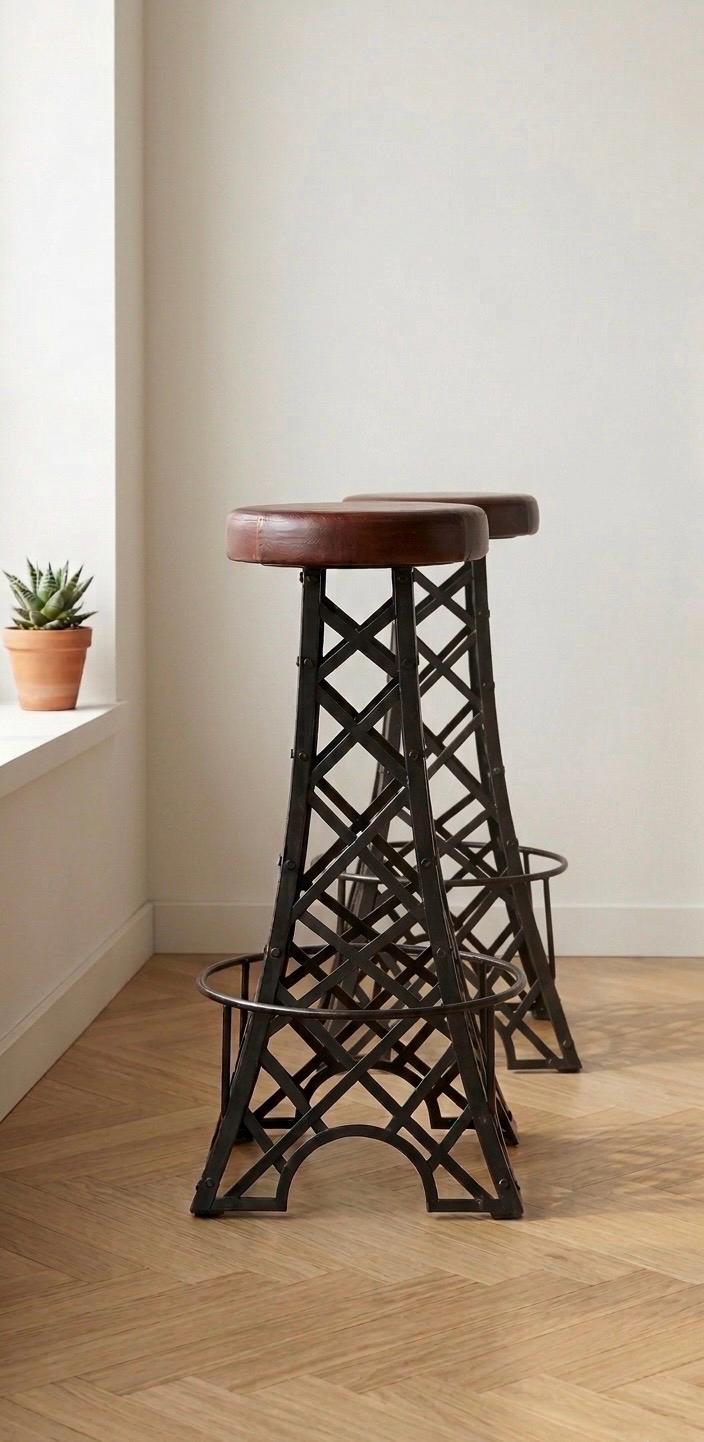 Brown Eiffel Tower Bar Stool | 30" Height | Kitchen Island Counter Seat | Industrial Style