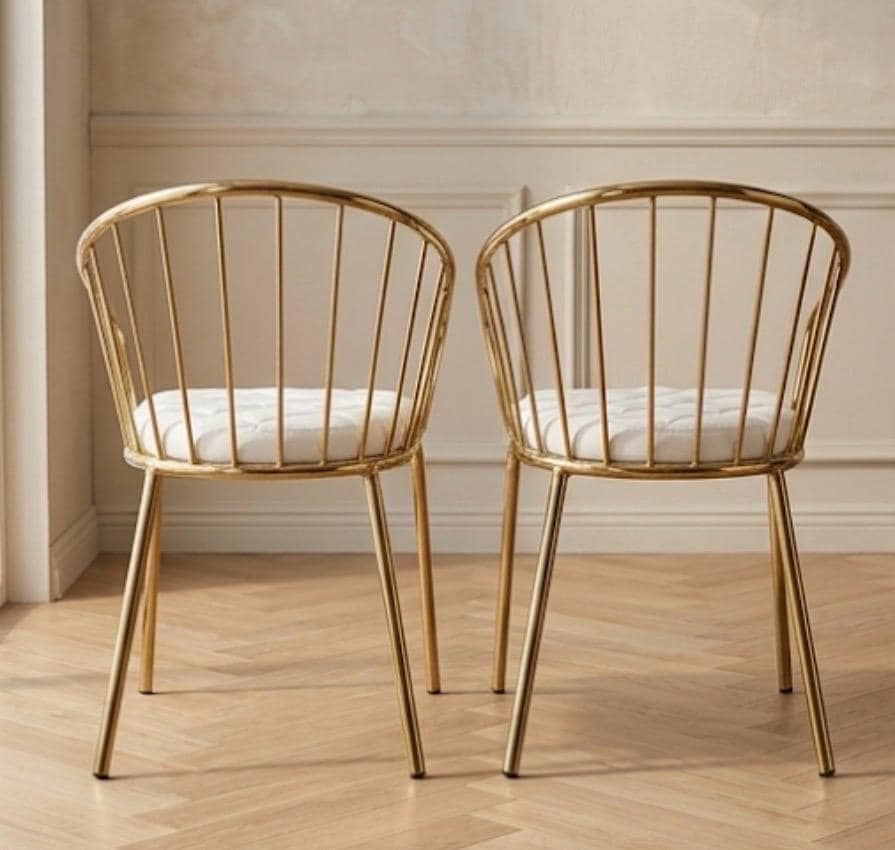 Set of 2 Gold Dining Chairs | 30.7" Height | Dining Room Seat | Minimalist Style