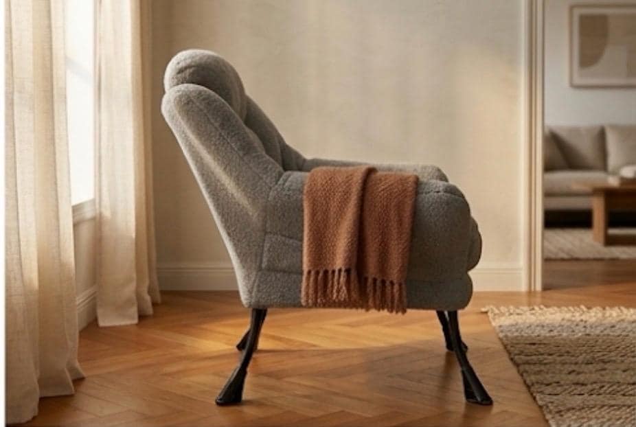 Gray Accent Chair | 30" Height | Living Room Chair | Mid Century Style