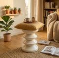 Off White Ceramic Stool | 19" Height | Living Room Accent Table | Minimalist Style