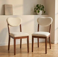 Set of 2 Cream and Walnut Dining Chairs | 34.4" Height | Dining Room Seat | Scandinavian Style
