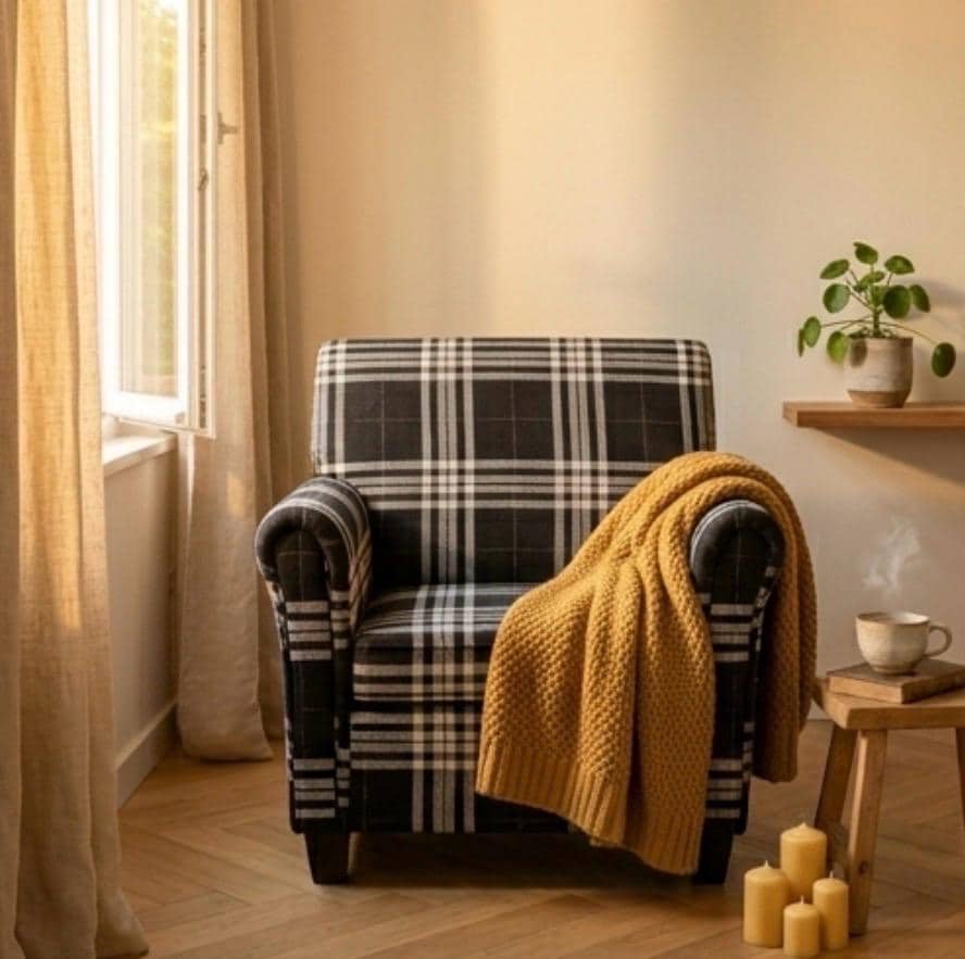 Black and White Checkered Accent Chair | 29.7" Height | Living Room Chair | Modern Style