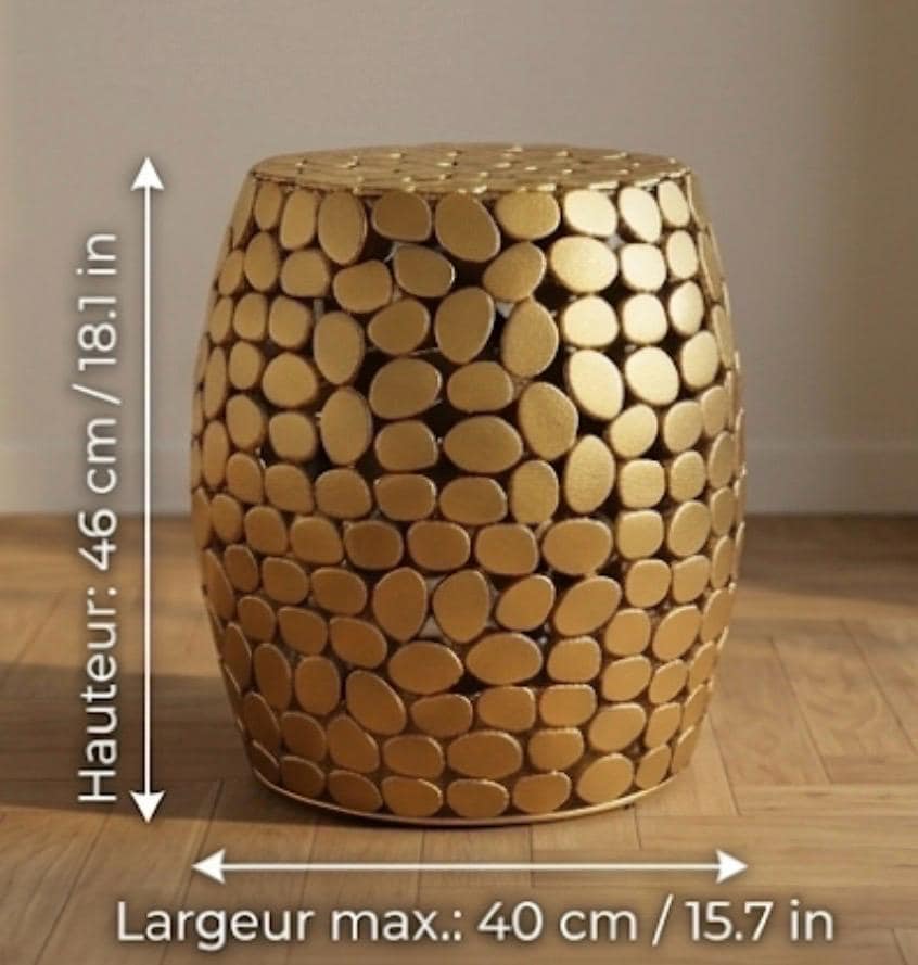 Gold Pebble Side Table | 18" Height | Living Room Accent Table | Modern Style