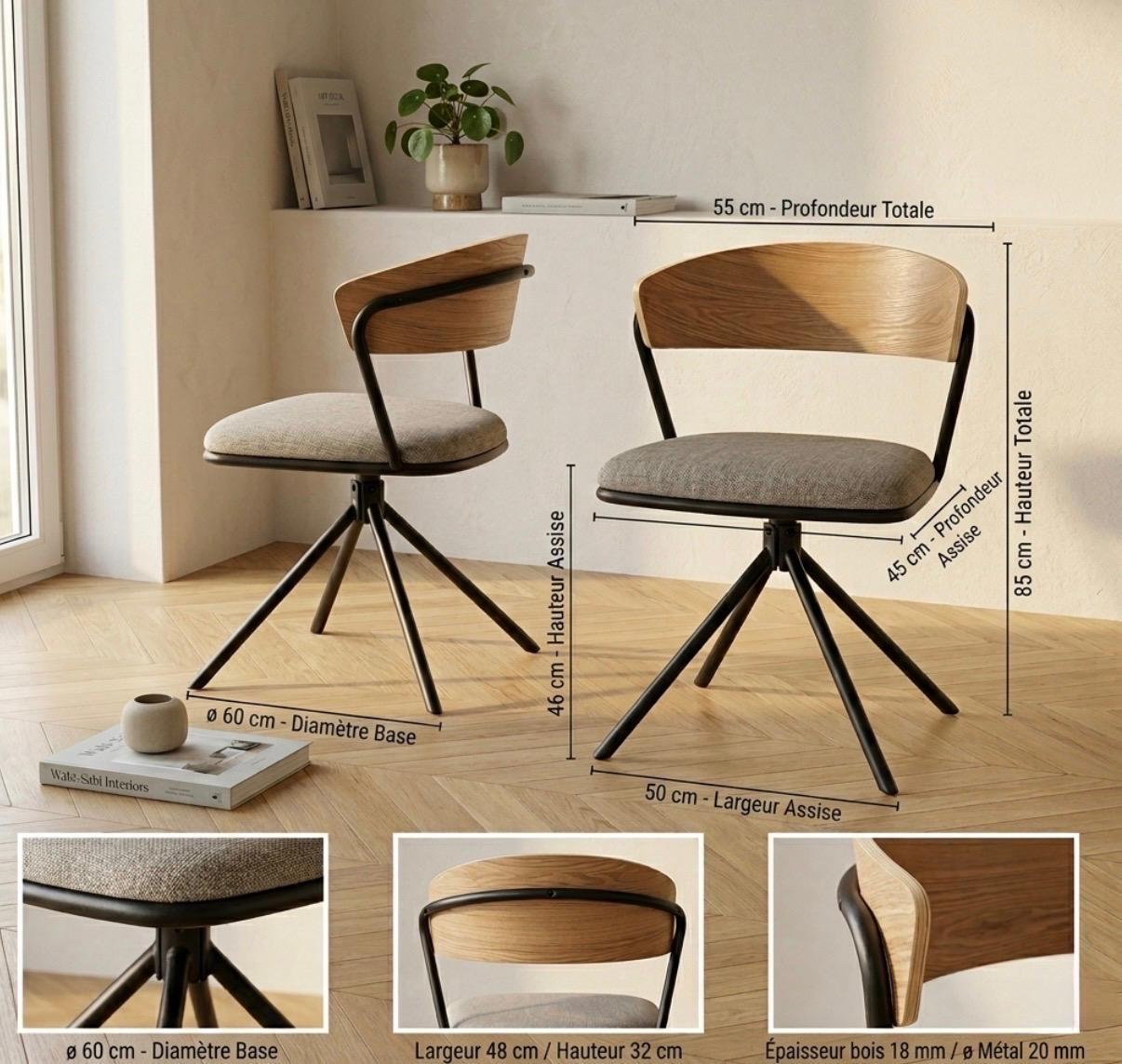 Set of 2 Black Dining Chairs | 33.4" Height | Dining Room Seat | Industrial Style