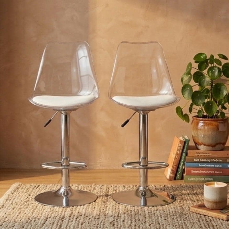Clear Swivel Bar Stool | 31.5" Height | Home Bar Chair | Modern Style