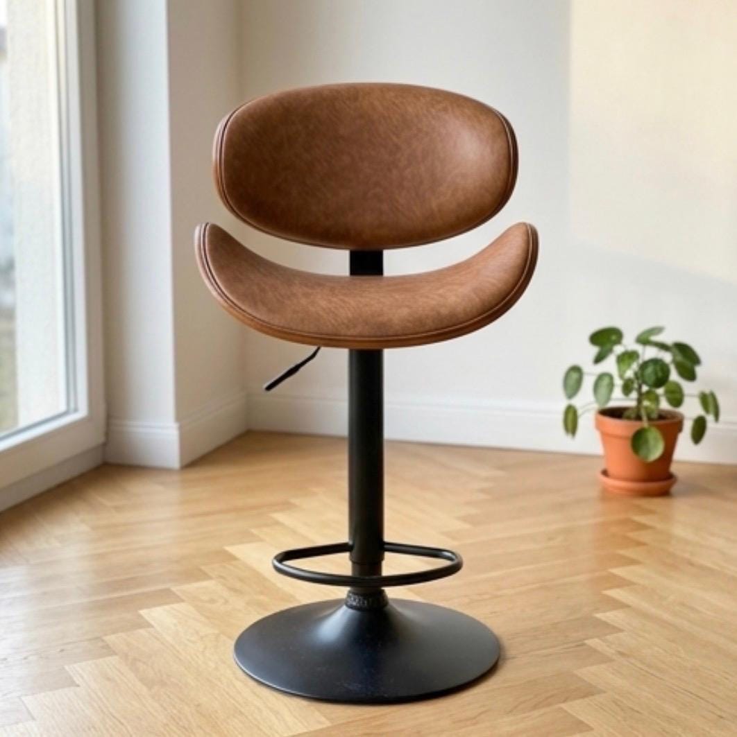 Cognac Swivel Bar Stool | 31" Height | Home Bar Chair | Mid Century Style