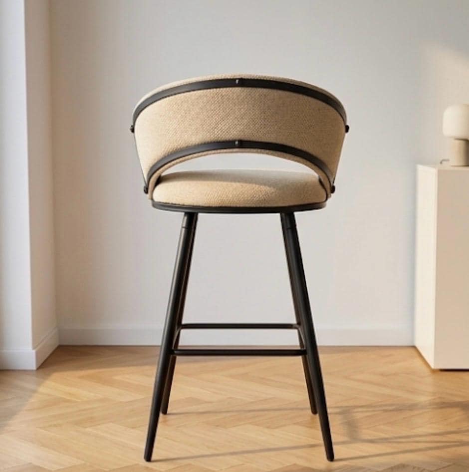Set of 2 Grey Bar Stools | 38.5" Height | Kitchen Island Counter Seat | Modern Style