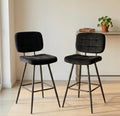 Set of 2 Black Bar Stools | 38.6" Height | Kitchen Island Counter Seat | Industrial Style