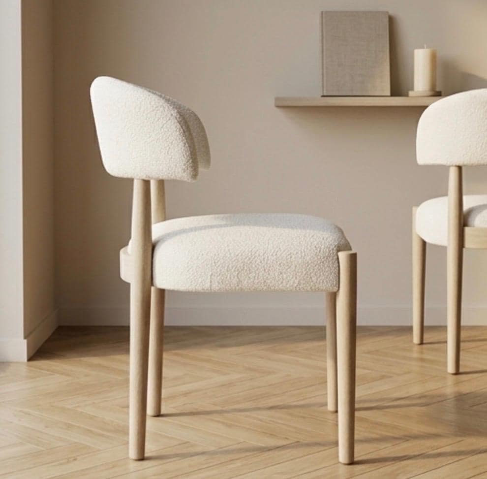 Set of 2 Cream Dining Chairs | 30.7" Height | Kitchen Island Counter Seat | Scandinavian Style