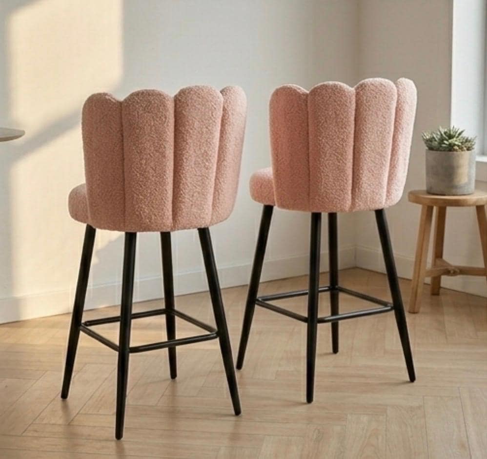 Pink Shell Bar Stool | 26" Height | Kitchen Island Counter Seat | Contemporary Style