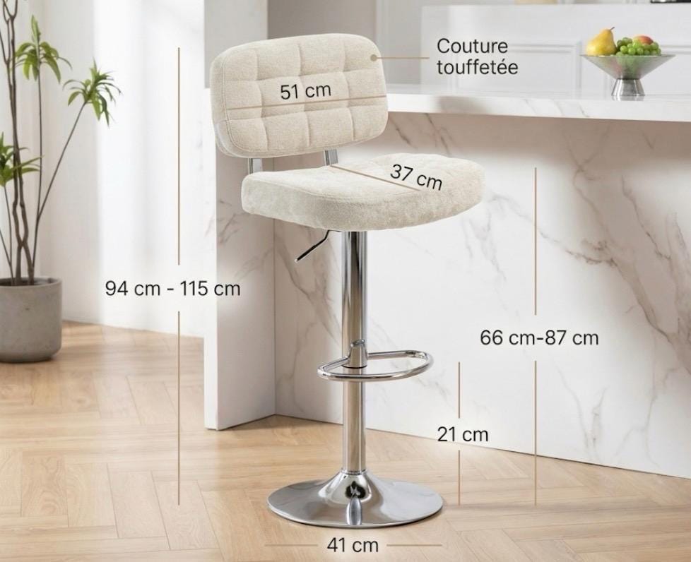 Gray Tufted Bar Stool | 34