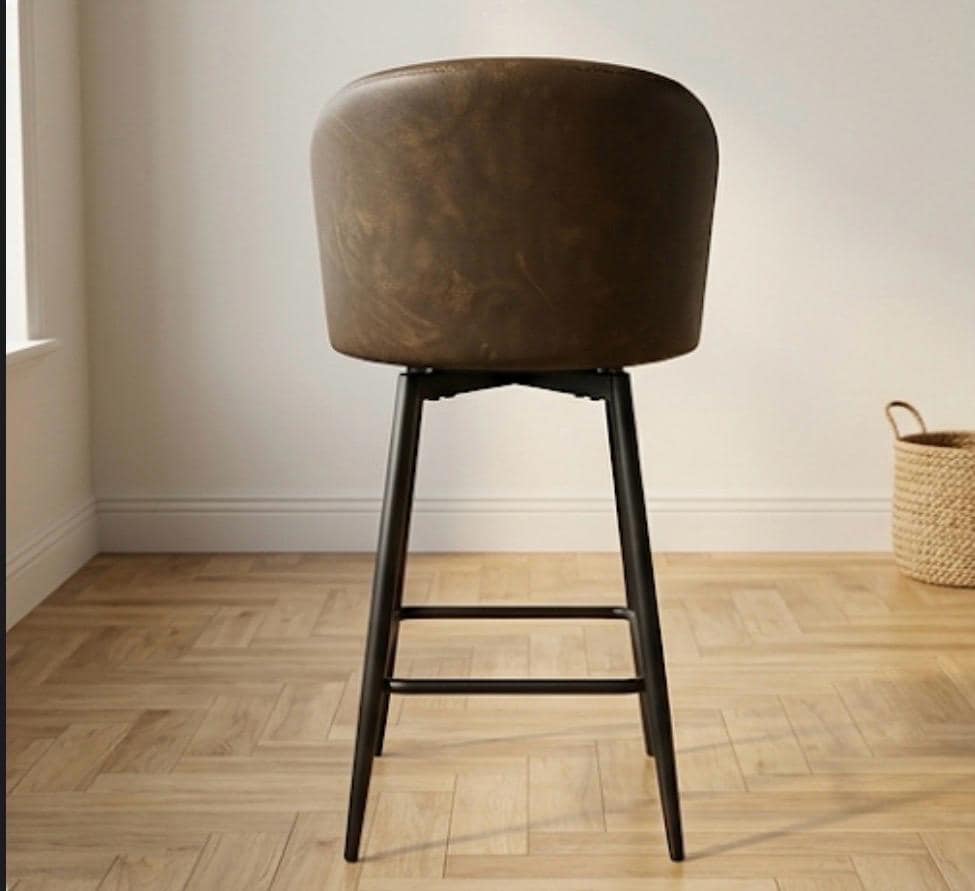 Set of 2 Black Bar Stools | 38" Height | Counter Height Seating | Industrial Style