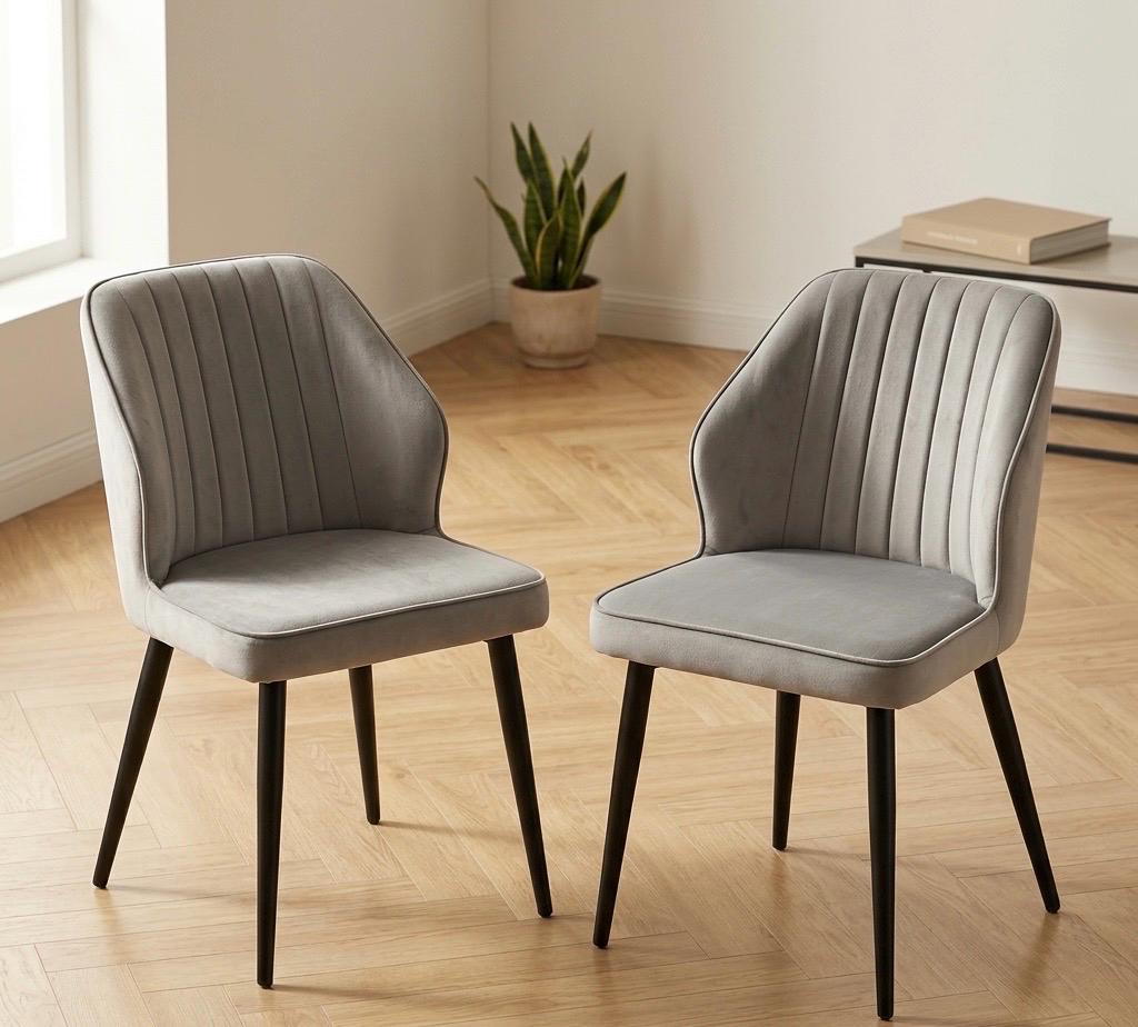 Set of 2 Light Gray Accent Chairs | 32.8" Height | Living Room Chair | Modern Style