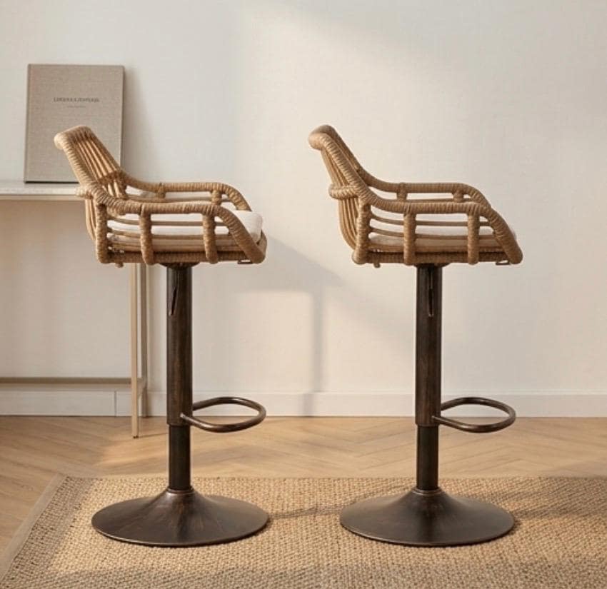 Set of 2 Black Bar Stools | 26" Height | Kitchen Island Counter Seat | Minimalist Style