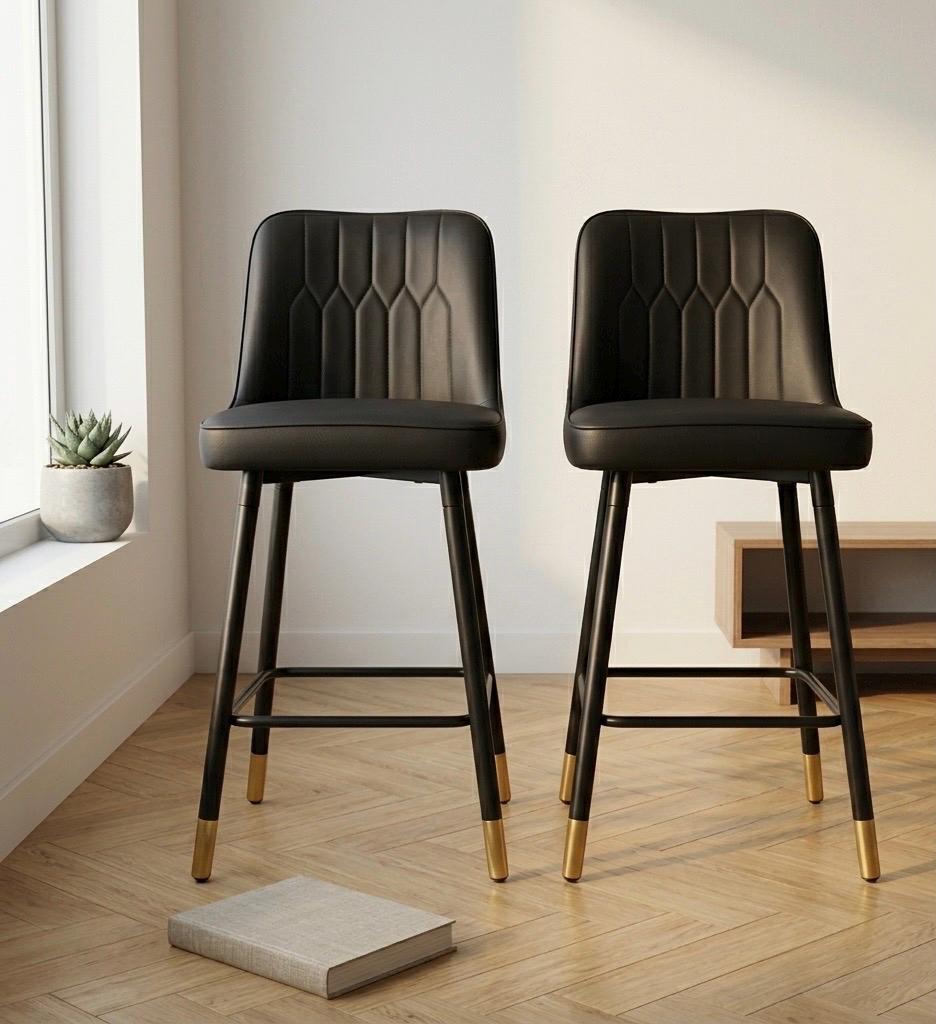 Black and Gold Bar Stool | 27" Height | Kitchen Island Counter Seat | Modern Style