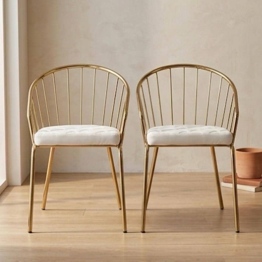 Set of 2 Gold Dining Chairs | 30.7" Height | Dining Room Seat | Minimalist Style