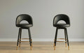 Set of 2 Black Bar Stools | 38" Height | Kitchen Island Counter Seat | Contemporary Style