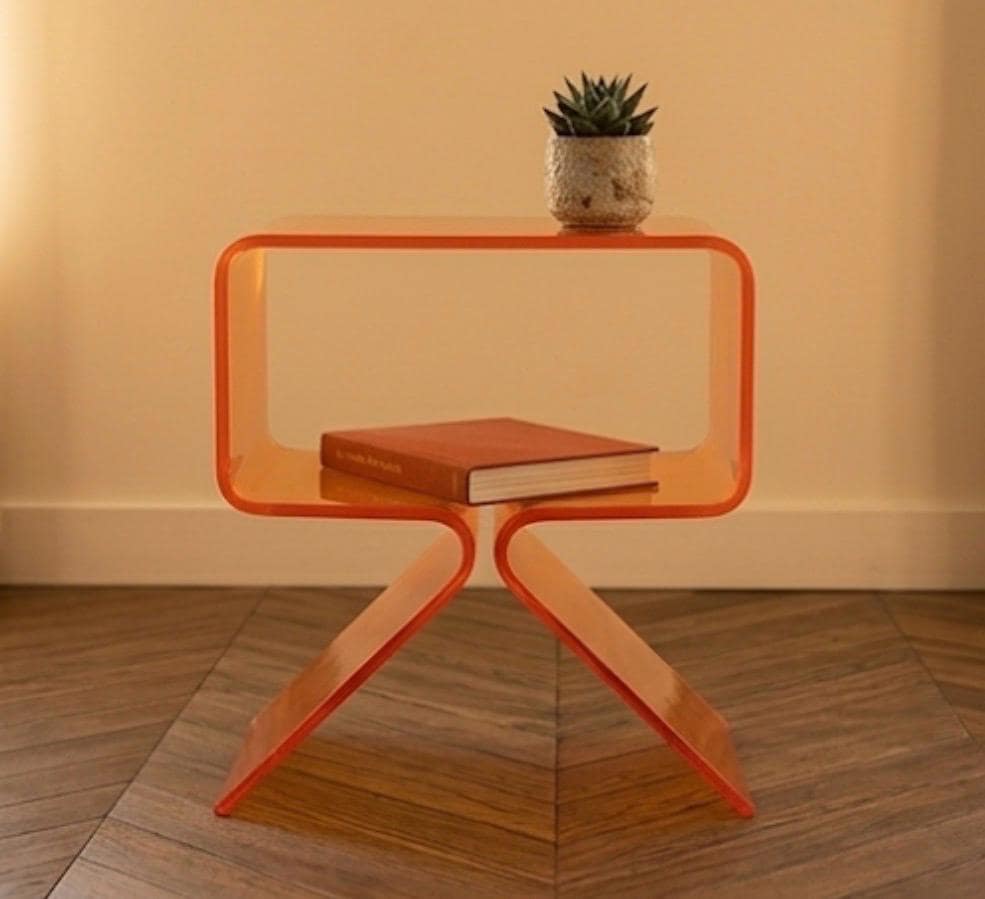 Orange Side Table | 17.7" Height | Living Room Accent Table | Modern Style