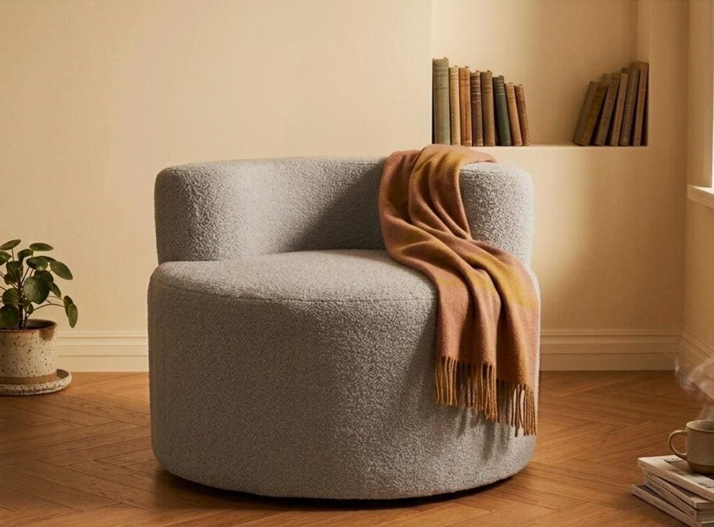 Gray Swivel Accent Chair | 23.2" Height | Living Room Chair | Minimalist Style
