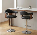 Set of 2 Brown Swivel Bar Stools | 24-33" Height | Home Bar Chair | Mid Century Style