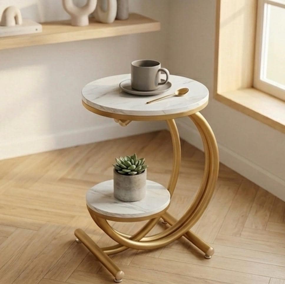 Gold Crescent Side Table | 23.2" Height | Living Room Accent Table | Minimalist Style