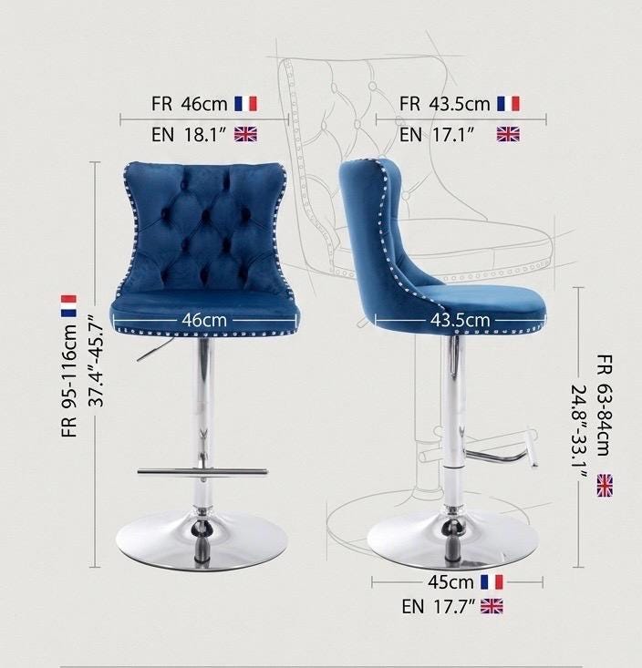 Set of 2 Blue Swivel Bar Stools | 33