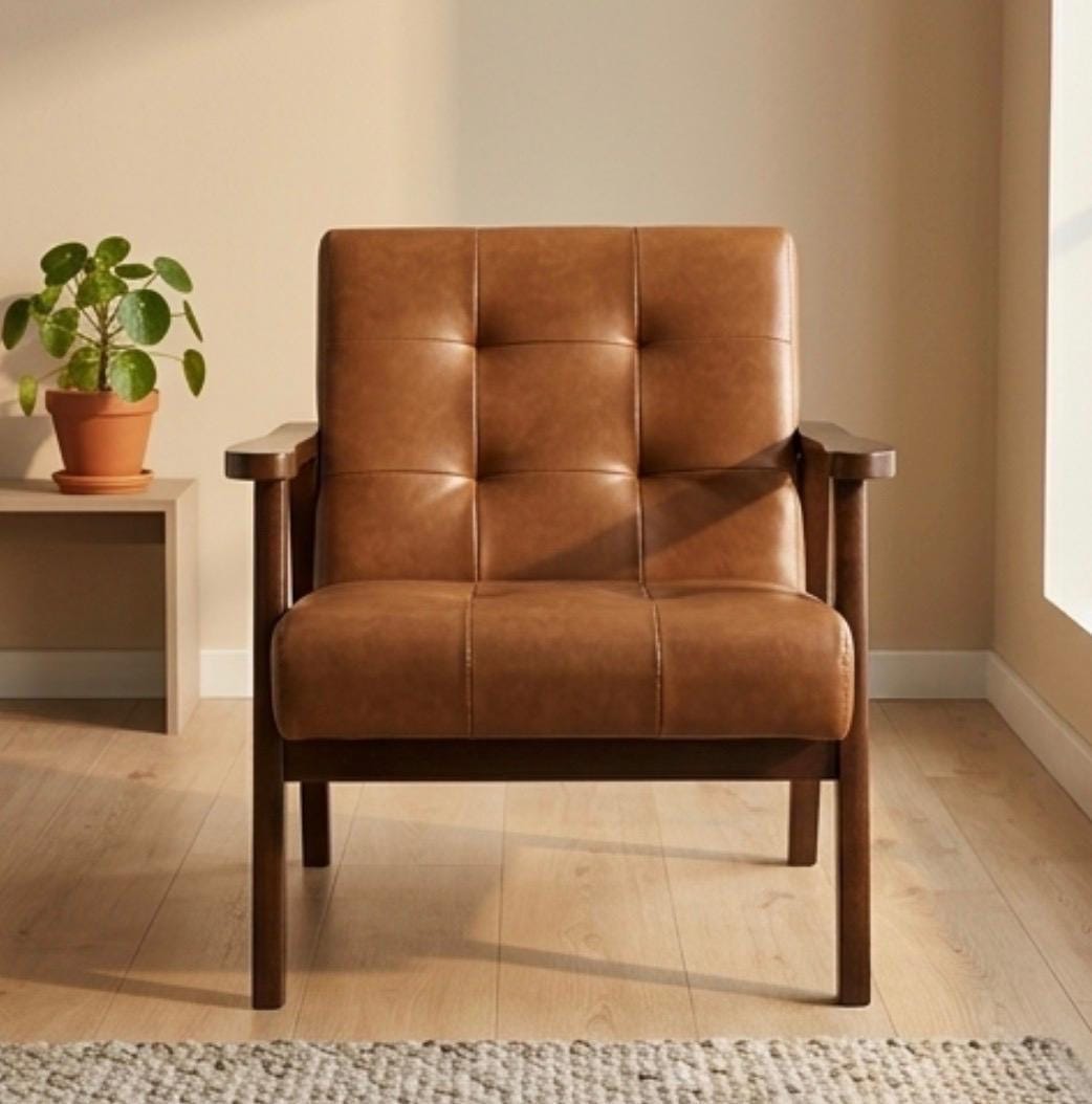 Brown Mid Century Armchair | 29" Height | Living Room Chair | Mid Century Style