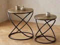 Set of 2 Gold and Black Nesting Tables | 16" Height | Living Room Accent Table | Modern Style