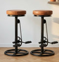 Set of 2 Brown Bar Stools | 29.5" Height | Kitchen Island Counter Seat | Industrial Style