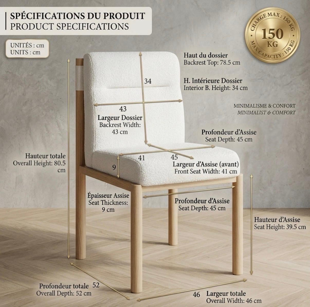 Set of 2 Cream Dining Chairs | 28.7" Height | Kitchen Island Counter Seat | Modern Style