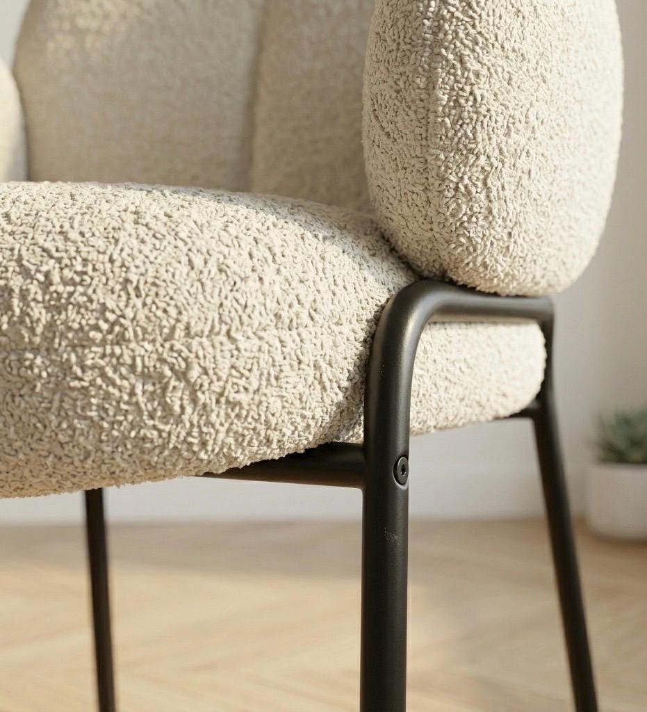 Set of 2 Beige Armchairs | 31.5" Height | Kitchen Island Counter Seat | Modern Style