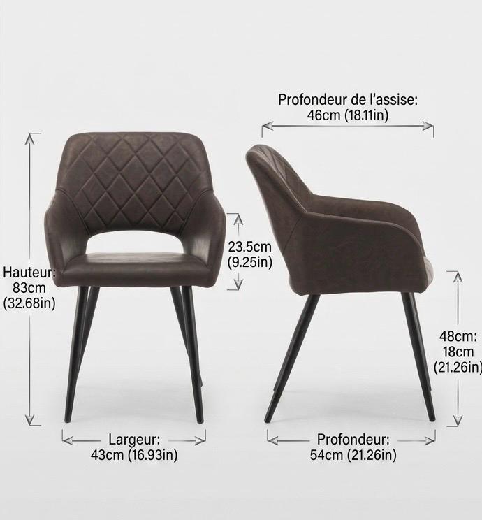 Set of 2 Dark Brown Accent Chairs | 32.7" Height | Living Room Chair | Modern Style
