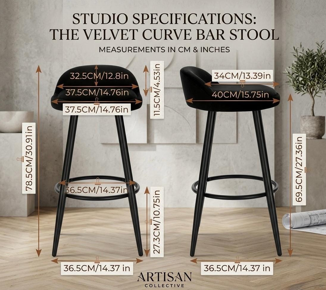 Set of 2 Emerald Bar Stools | 27" Height | Home Bar Chair | Modern Style