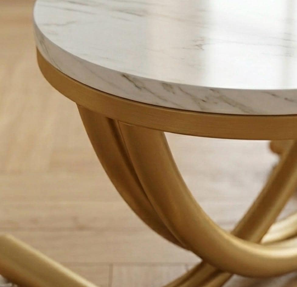 Gold Crescent Side Table | 23.2" Height | Living Room Accent Table | Minimalist Style