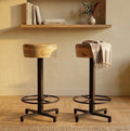 Set of 2 Black Bar Stools | 26" Height | Kitchen Island Counter Seat | Industrial Style