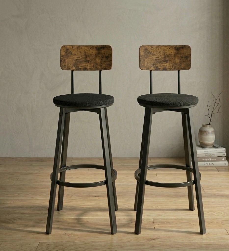 Black Bar Stool | 29.7" Height | Kitchen Island Counter Seat | Industrial Style