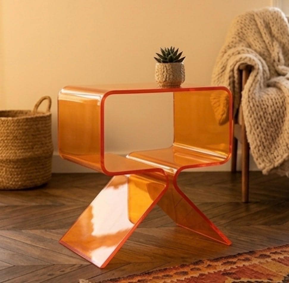 Orange Side Table | 17.7" Height | Living Room Accent Table | Modern Style