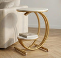 Gold Crescent Side Table | 23.2" Height | Living Room Accent Table | Minimalist Style
