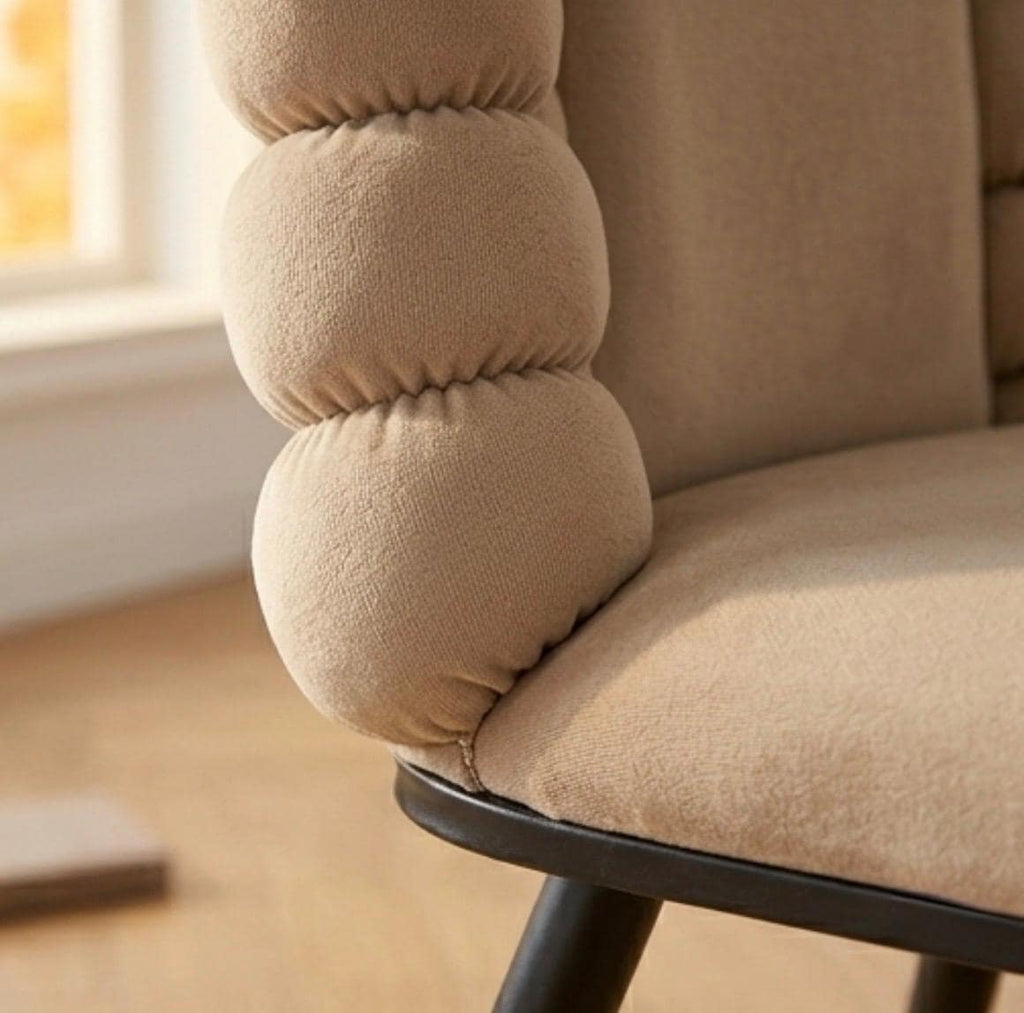 Set of 2 Beige Bubble Dining Chairs | 37" Height | Dining Room Seat | Modern Style