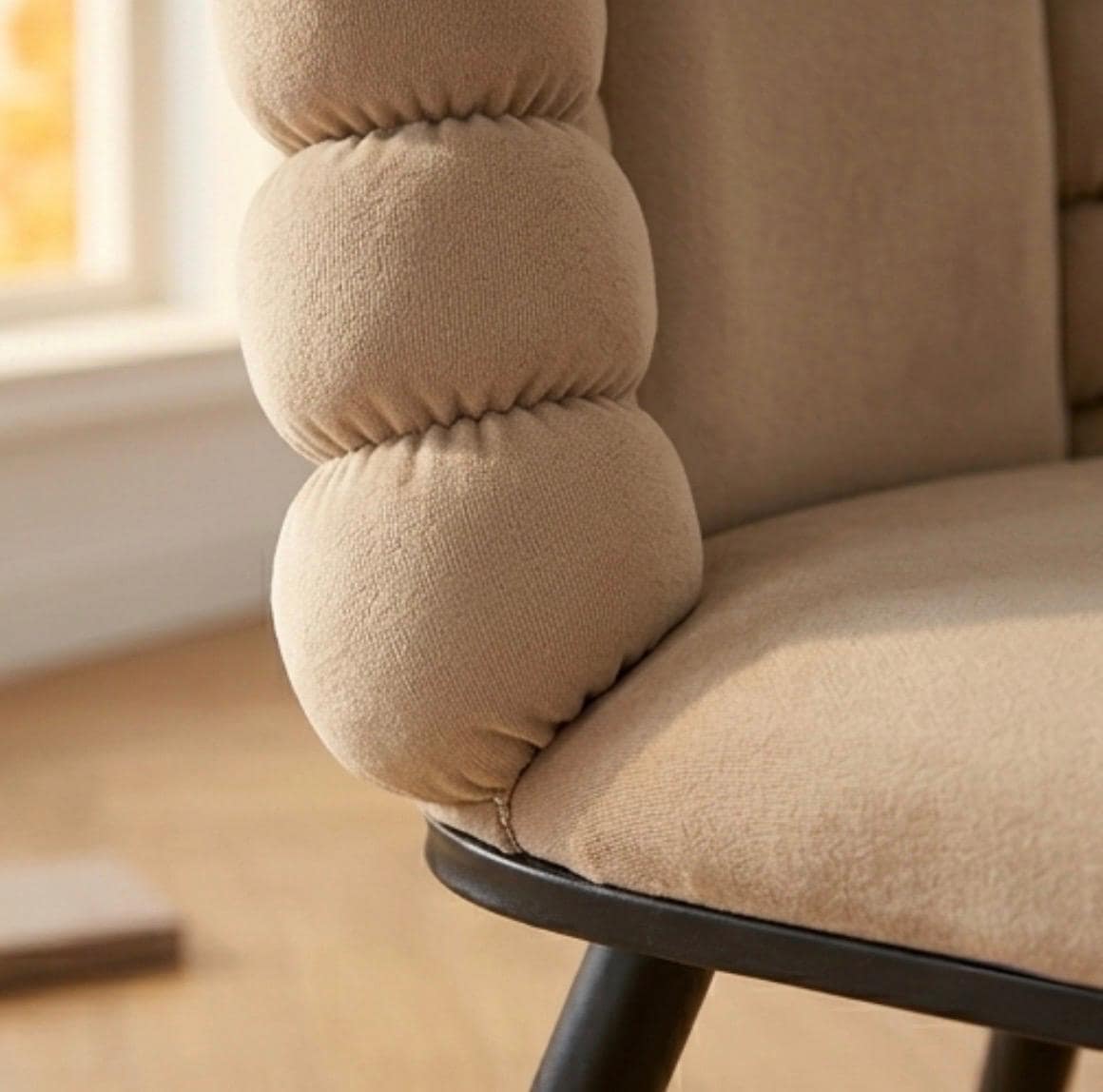 Set of 2 Beige Bubble Dining Chairs | 37" Height | Dining Room Seat | Modern Style