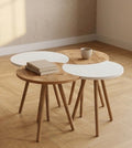 Set of 4 Wood and White Nesting Tables | 19" Height | Living Room Accent Table | Minimalist Style