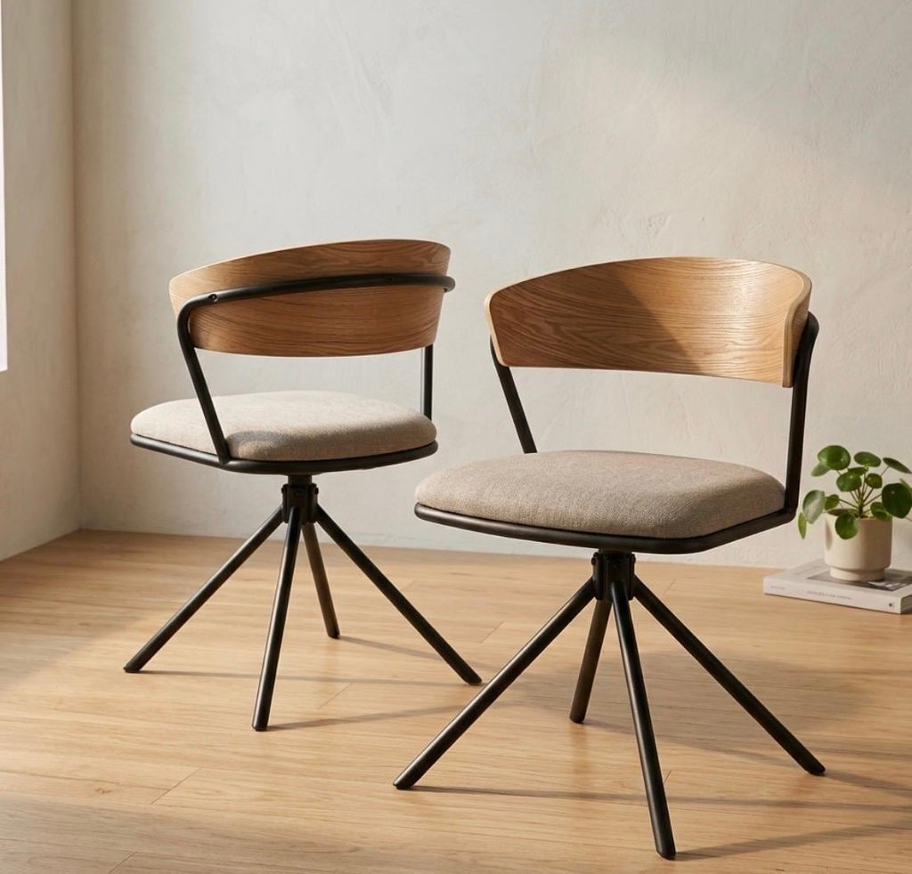 Set of 2 Black Dining Chairs | 33.4" Height | Dining Room Seat | Industrial Style