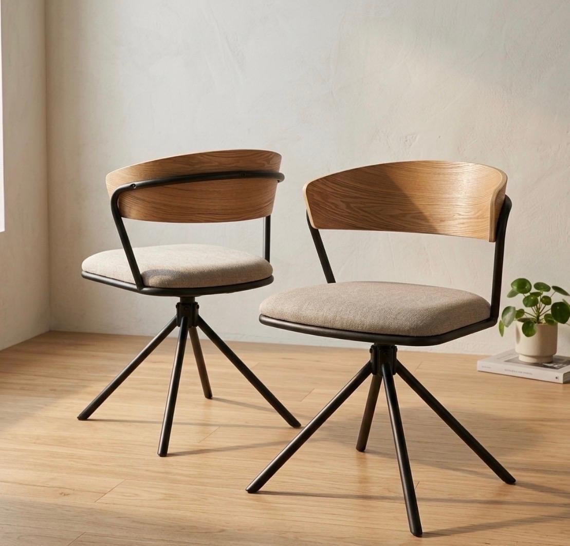 Set of 2 Black Dining Chairs | 33.4" Height | Dining Room Seat | Industrial Style